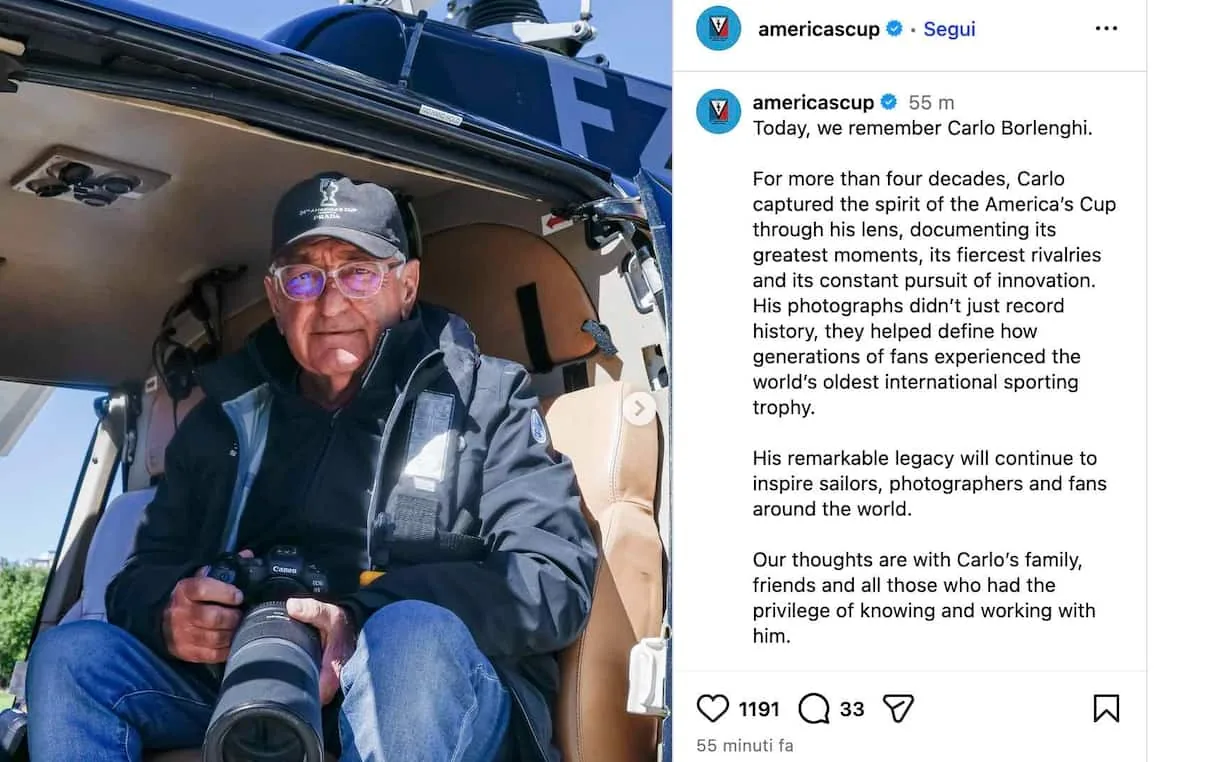 Bellano piange Carlo Borlenghi, il fotografo che ha ridefinito l’immagine della vela